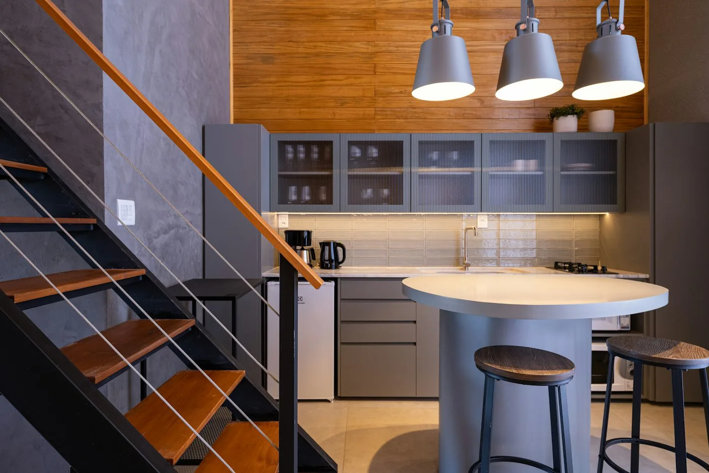 Wood-accented kitchen with an island, illustrating design choices