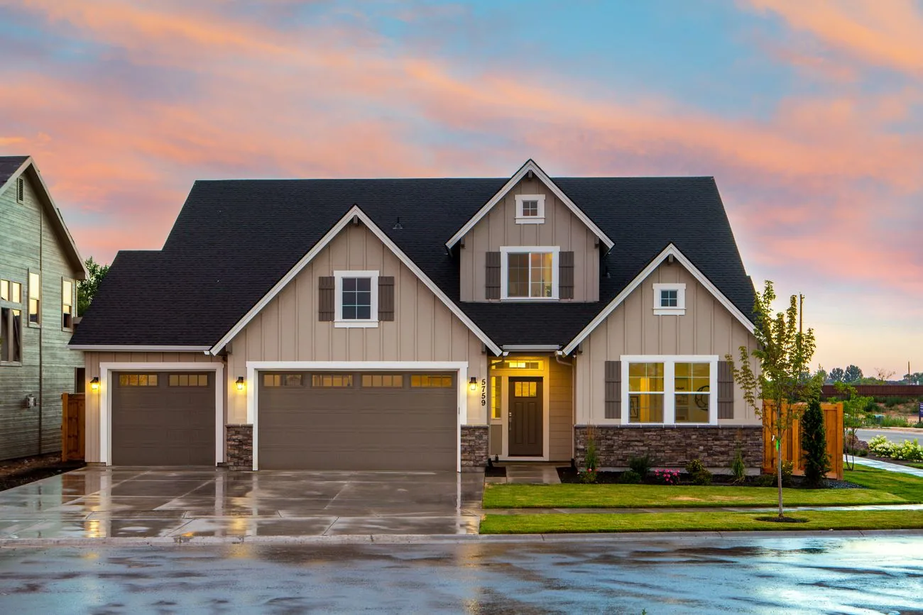 Gabled home at dusk, shown as exterior inspiration